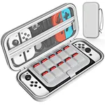 The White Case is made for Nintendo Switch / Switch OLED Models. The switch case can hold a switch console, 10 game cards, and some small Nintendo Switch accessories. Keeping your Switch accessories organized and accessible.